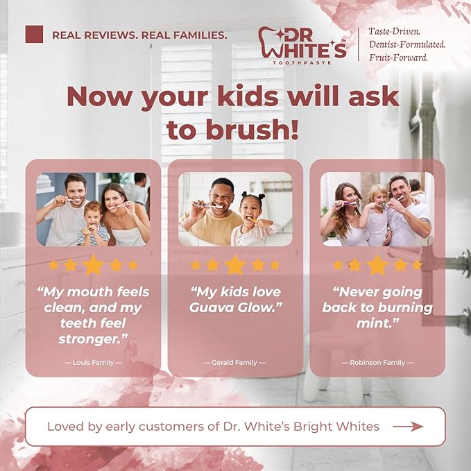 Dr. White’s Fluoride-Free nHA Toothpaste 2-Pack; Dentist-Formulated, Nano Hydroxyapatite + Xylitol, Sensitivity Relief Complex™, Mint-Free, Enamel Safe, Swallow-Safe (3.5 Oz, Cherry Bloom)