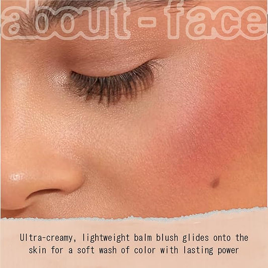 about-face Cheek Freak Blush Balm – Buildable Cream Blush with Hyaluronic Acid & Meadowfoam Seed Oil – Vegan, Cruelty-Free, Clean Beauty – 0.35 oz (Smash – Rosy Red)