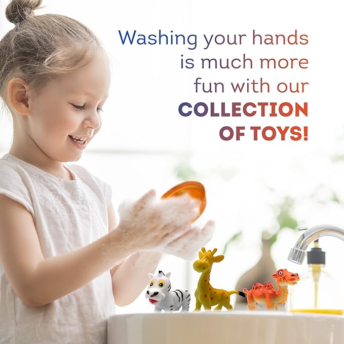 4 Soap Bars for Kids with Funny Animals Surprise Inside - Collect All 12 Wild Animals Toys - Moisturizing Children's Skin - Lemon, Strawberry, Green Apple, and Rose - Handmade in USA Soap Set for Kids