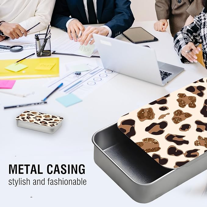 Portable Dental Floss Case, Refillable Cute Travel Floss Dispenser for Men & Women, Pocket Travel Floss Picks Case for Purse, Backpack, Bag White Brown Leopard