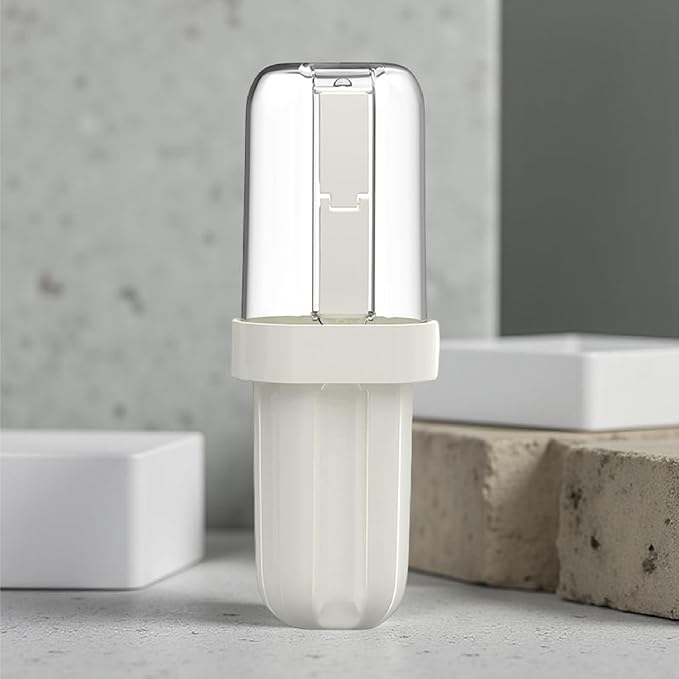 Toothbrush Travel Case, 2-in-1 Portable Toothbrush Holder with Leak-Proof Tray and Rinse Cup with Handle for Travel, Camping, Gym, and Outdoor Use