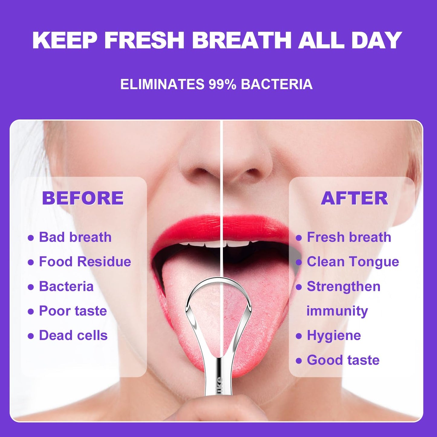 Tongue Scraper for Adults with 2 Holder and 2 Travel Case, Metal Tongue Scraper for Tongue Cleaning and Reducing Bad Breath,100% Stainless Steel Tongue Scraper, Tongue Cleaner for Adults