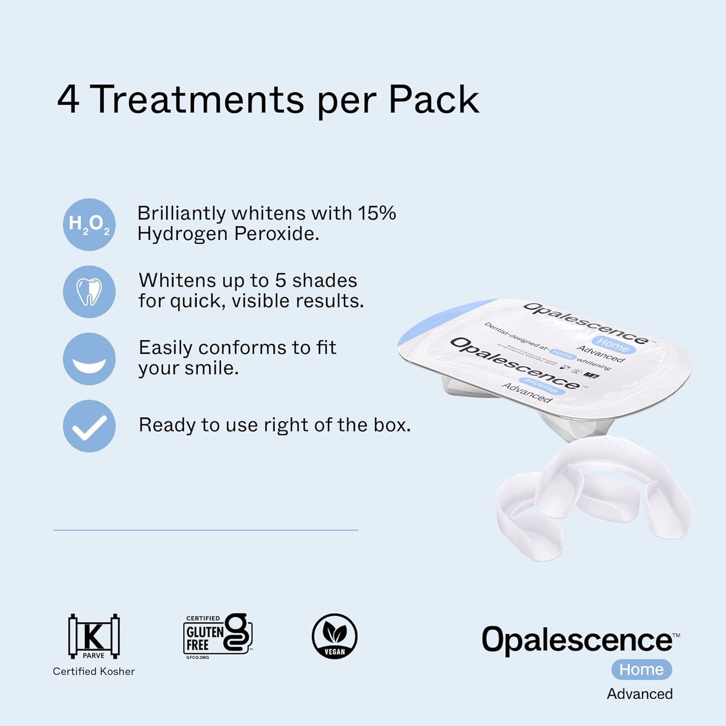 Opalescence GO Home Advanced Teeth Whitening Trays 15% (4 Treatments) Hydrogen Peroxide PF - Whitening Prefilled Kit - Developed by Leaders in Professional Whitening 6006-T