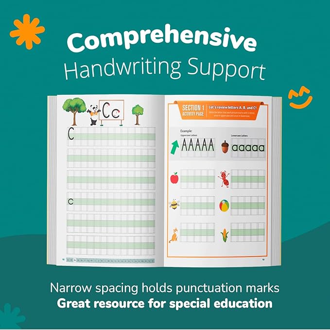 Channie's Alphabet Tracing & Kids Writing Pad, Practice Visual Handwriting & Storytelling Workbooks, 80 Pages, Grades PreK – 1st, Summer School, Learning Workbook for Homeschool and After School