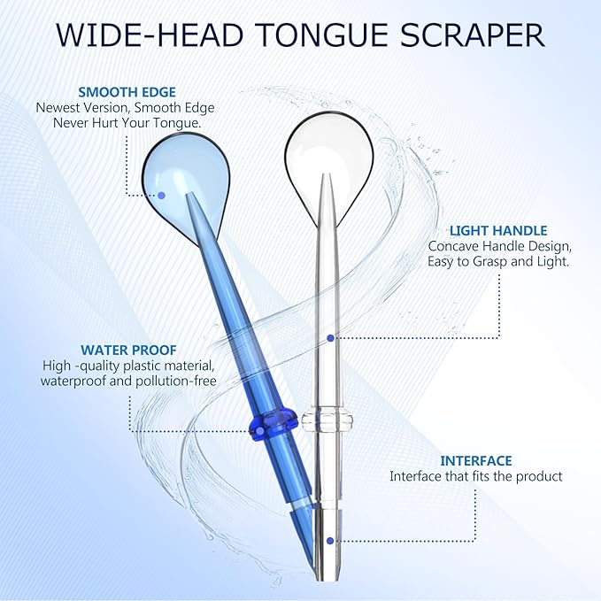 Tongue Scraper Attachment Replacement Compatible with Waterpik Water Flosser, Tongue Cleaner Tip Replacement for Waterpik Flosser, Oral irrigator Tongue Cleaner Tips, 3 PCS