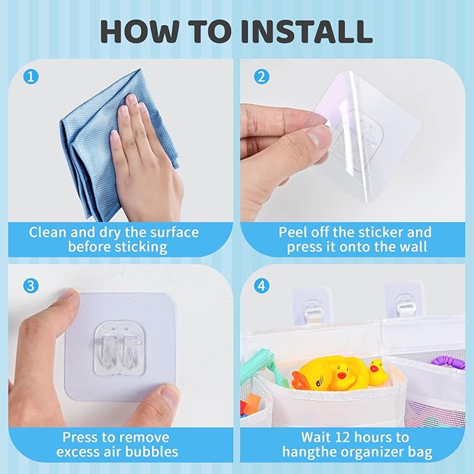 Bathroom Bath Toy Storage for Bathtub, Baby Bath Tub Toys Holder, Kids Mesh Shower Organizer Basket