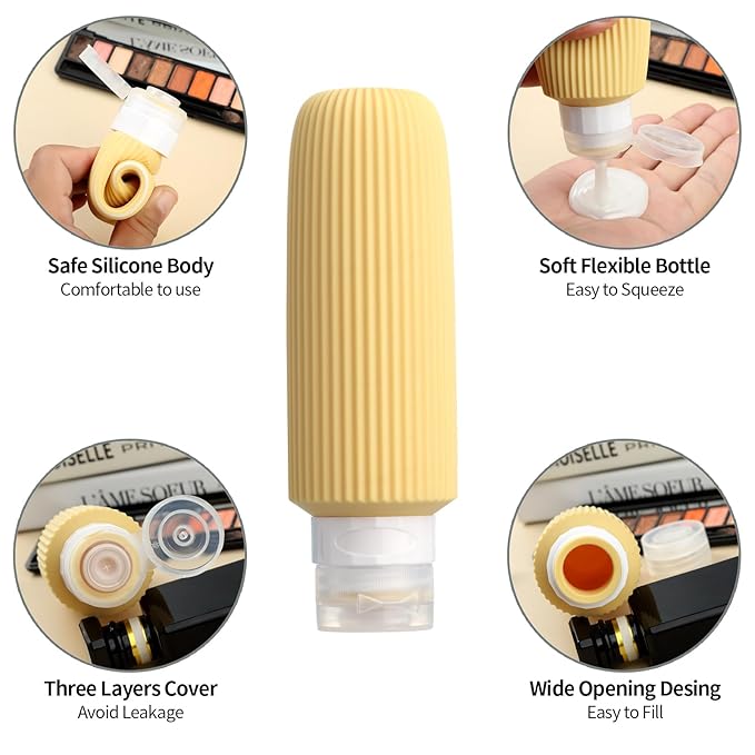 16 Pack Travel Bottles for Toiletries, Large 6oz Silicone Travel Containers, Leak Proof Refillable Liquid Shampoo And Conditioner Travel Essentials