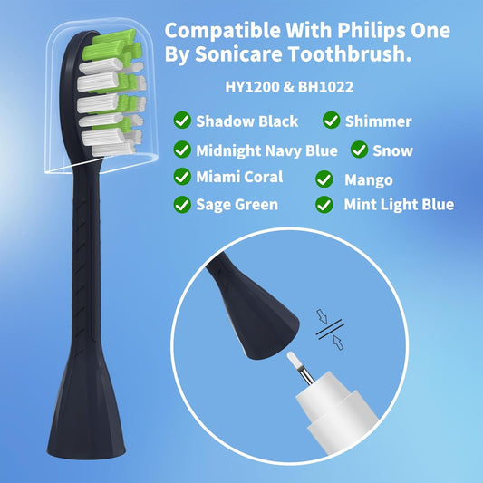 Toothbrush Replacement Heads Compatible with Philips One Series Sonicare Battery Toothbrush HY1100/04 BD1002/AZ, 10 Pack Replacement Heads, Soft Bristles, NavyBlue