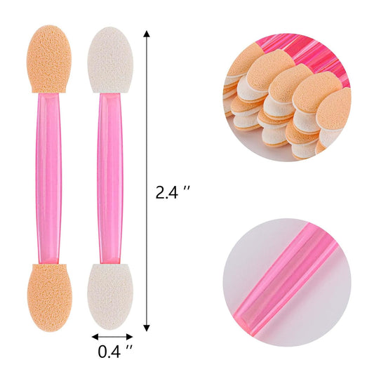 1000 Eye Shadow Applicator Disposable Foam Makeup Brush Sponge Tipped Oval Eyeshadow Applicators Dual Sides Pink