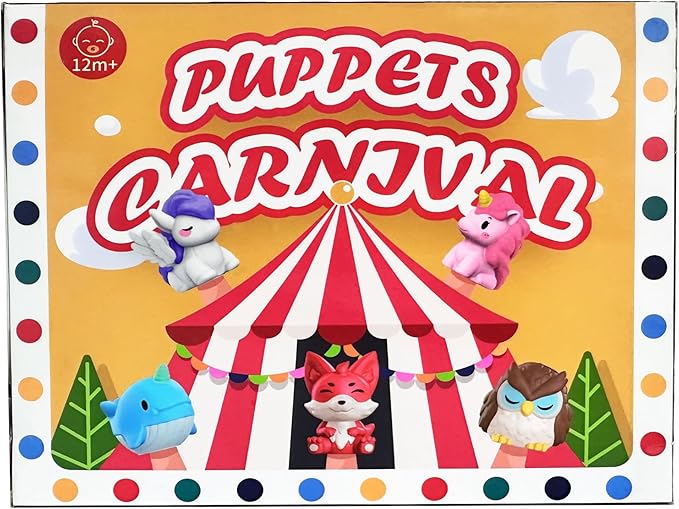 Oriate Animal Farm Finger Puppets, Bath Toys for Kids with Storage Bags, Toddler Toys for Story Time Stuffer with Puppet Theater, Educational Travel Kit Party Favors 12m+ 10Pcs