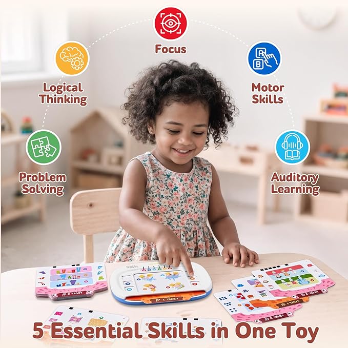 JoyCat Kids Logic Games Learning Tablet:160 Pages Flash Cards-Judgement, Matching, Ordering- Interactive Logic Training, STEM Montessori Educational Toy, Gifts for Kids 3-8