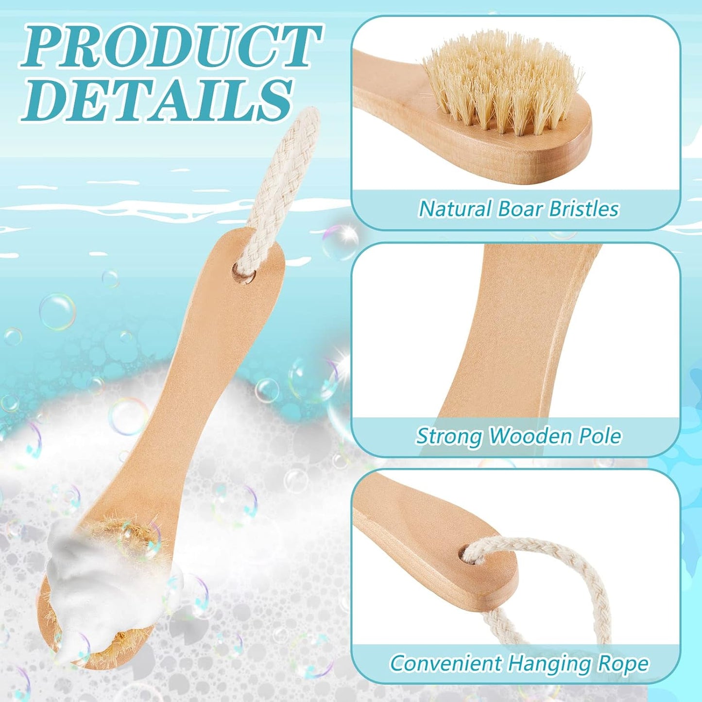 Nuanchu 6 Pcs Wooden Face Cleaning Brush Facial Exfoliator Brush Dry Scrubber Natural Bristles for Face Care Scrubber Exfoliator Wood Handle Facial Cleanser Tool to Unclog Pore