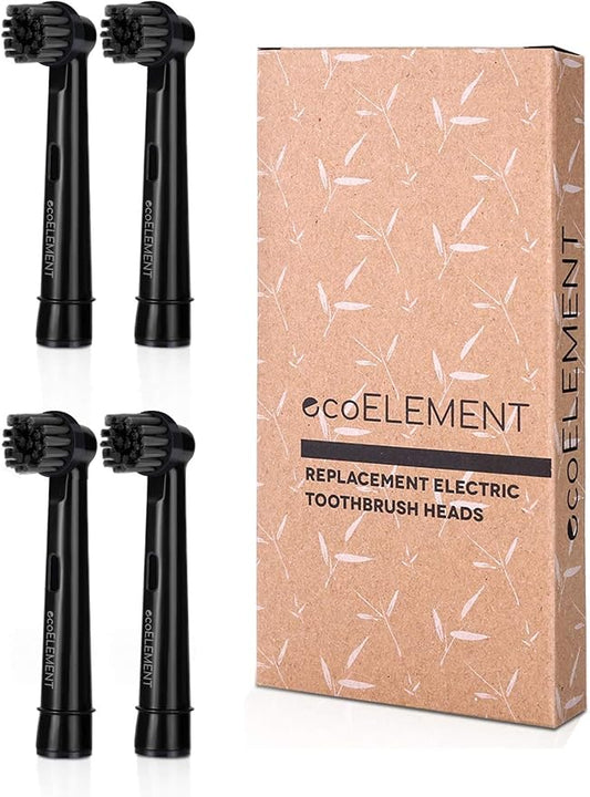 Replacement Toothbrush Heads Compatible with Oral B - ecoELEMENT 4 Pack Electric Toothbrush Heads Brush Heads Recyclable Charcoal for Oral Hygiene Soft Sensitive Professional Toothbrush Heads