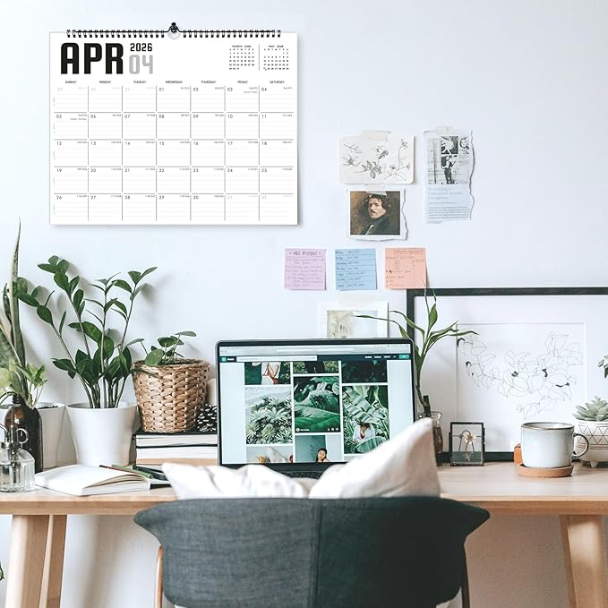 2026 Calendar, Wall Calendar 2026-2027, 18 Month Calendar January 2026 - June 2027, 14.8" X 11.5", Calendar with Twin-Wire Binding, Hanging Hook and Julian Dates (White Style)