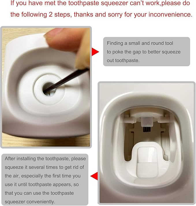 MOPMS Toothpaste Dispenser Wall Mounted for Bathroom Automatic Toothpaste Squeezer for Kids and Adult (Grey-2Pcs)