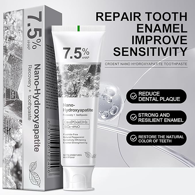 2PCS 7.5% Hydroxyapatite Toothpaste for Advanced Enamel Protection,Appropriate for Sensitive Teeth,Gentle and Effective Formula,Fresh Mint,4.23 oz