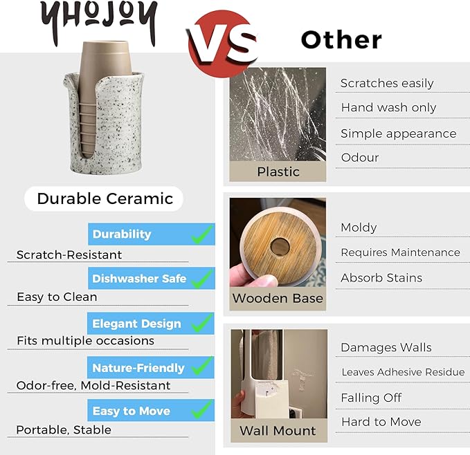 Bathroom Cup Dispenser 3 Oz, Bathroom Cup Holder for Dixie Cups Mouthwash Cup Dispenser, Small Paper Cups Holder for Bathroom Countertop, Ceramic, Speckled White