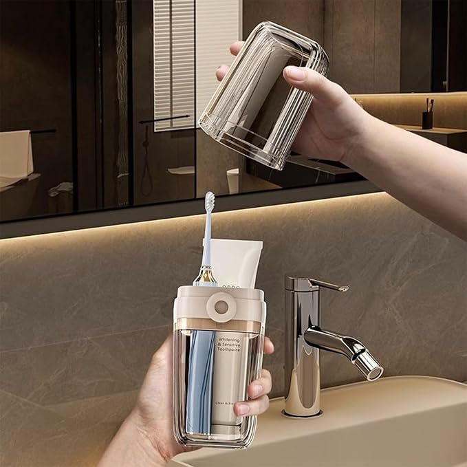 Toothbrush Travel Case Portable Clear Toothbrush Holders with Cover Leakproof Toothbrush & Toothpaste Holder for Traveling School Camping Business Trip Bathroom