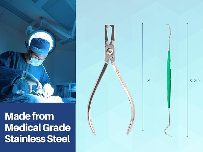 ARTMAN INSTRUMENTS Orthodontic Braces Removal Tool Kit Bracket Removing Pliers & Ligature Ties Remover Scraper Tarter Tool Easy Braces Removing Tool
