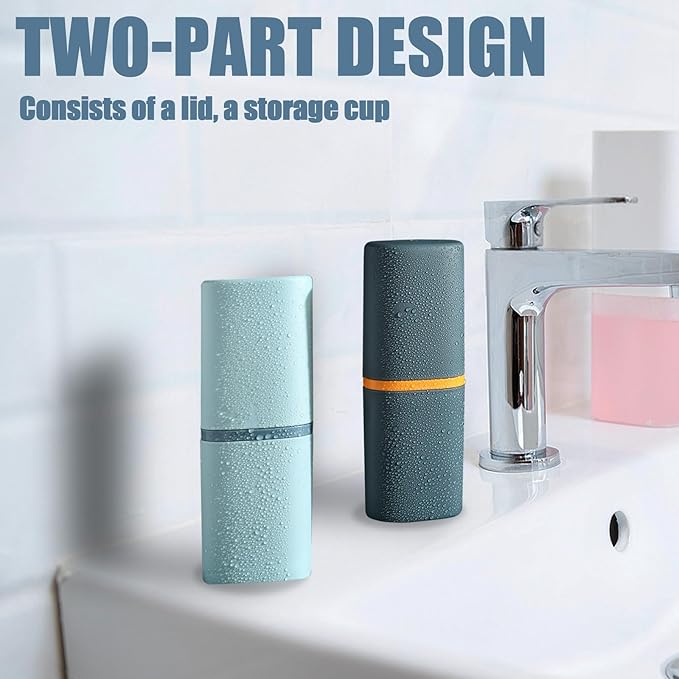 Huakaile 4 Pack Plastic Travel Toothbrush Holder, Portable Toothbrush Cup with Cover, Toothbrush Case Box Toothpaste Container for Storage Organizer Bathroom Camping (4 PCS)