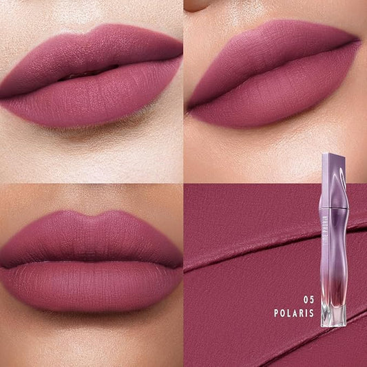 NEBULA VELVET LIP CREAM-Long Lasting Lip Stain, Waterproof and Transferproof Lip Tint, Matte Finish, Smooth Out Lip Lines, Lightweight & High Coverage, Stocking Stuffers (05 POLARIS)