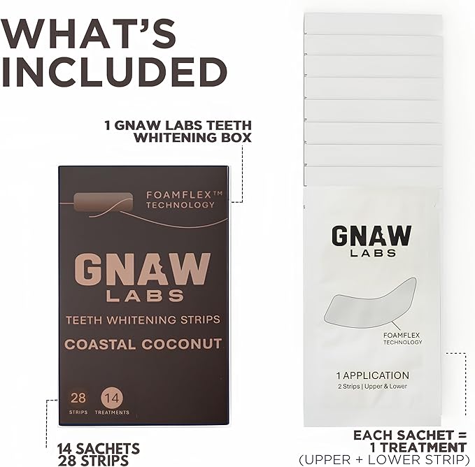 Teeth Whitening Strips for Men – 14 Treatments | Enamel-Safe Hydrogen Peroxide Formula Infused with Coconut Oil | FoamFlex™ Technology | No Sensitivity, Professional at-Home Whitening Kit