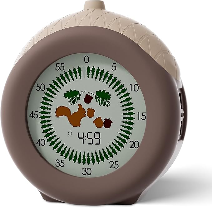 Visual Timer for Kids, 299-Minute Cute Kids Squirrel Timer with Eye-Protection Screen & Protective Case, Homeschool Supplies Study Teaching Time Management Tool