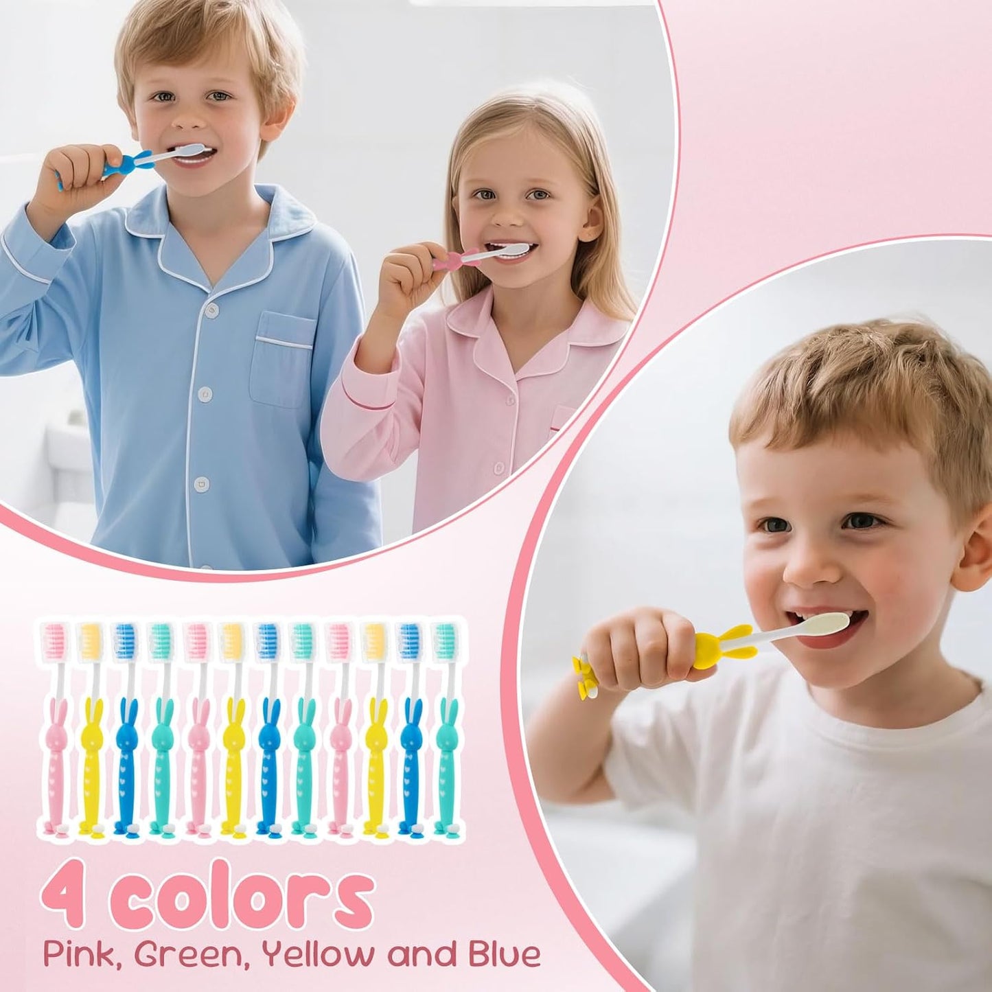 Kids for Toothbrushes In Bulk, Individually Wrapped Toothbrush Cute Manual Soft Bristles Children Disposable Toothbrush With Cover Suction Cup Toddler Toiletries Set for Home/School/Travel (8 Pack)
