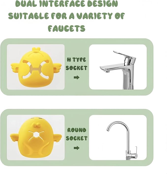 Faucet Extender for Toddlers & Kids – Cute Animal Design, Food-Grade Silicone, Fits Most Bathroom & Kitchen Sinks, Easy Install No Tools Needed (Shape-2)