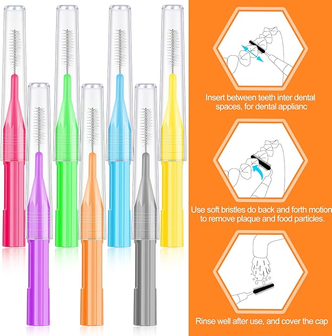 Zopeal 250 Pieces Braces Flossers Interdental Brush for Cleaner Tooth Toothpick Dental Teeth Flossing Picks Head Oral Dental Hygiene Cleaning Tool Soft Cleaners(Cute Color)