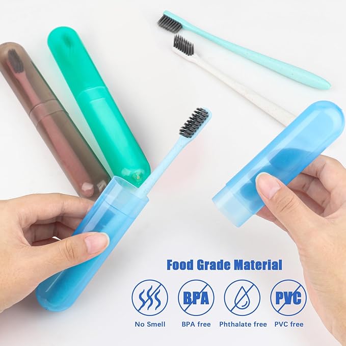 6 Pack Travel Toothbrush Case Breathable Portable Toothbrush Holder Plastic Toothbrush Cover Container for Traveling, Bathroom, School, Home, Business, Camping