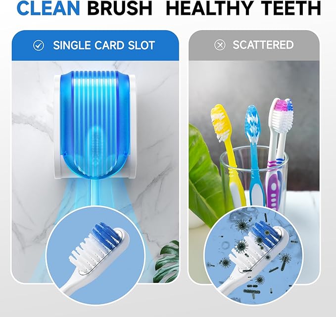 Toothbrush Holders for Bathrooms【Upgrade Single Slot Design】 Toothbrush Holder Wall Mounted with Cover Moisture-Proof and Dust-Proof Toothbrush Storage Organizer for Shower Family and Travel 6PCS