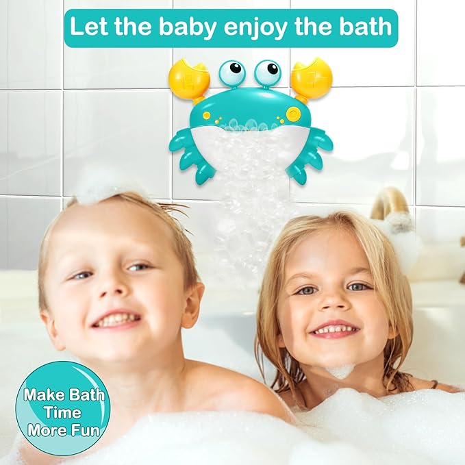 Crab Baby Bath Toys, Crab Bubble Bath Machine, Automatic Bath Toy Blows Bubbles & Plays Children’s Songs, Bathtub Bubble Maker - Kids Birthday Gift for 1 2 3 Year Old Boy Girl Azure