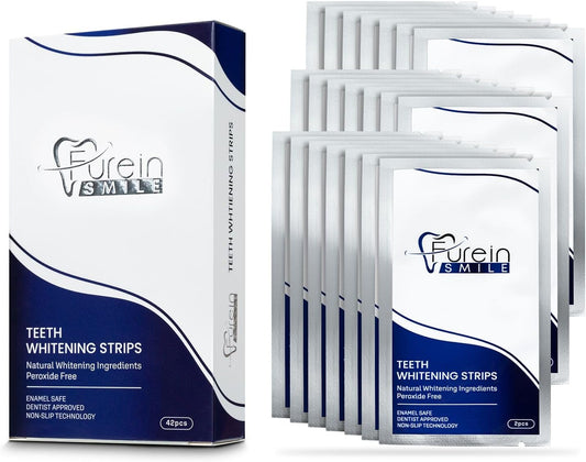 Teeth Whitening Strips, Mint Flavour Whitening Strips with Peroxide Free Formula -Gentle Dental Care & Fresh Breath - Pack of 42(21days Treatments)