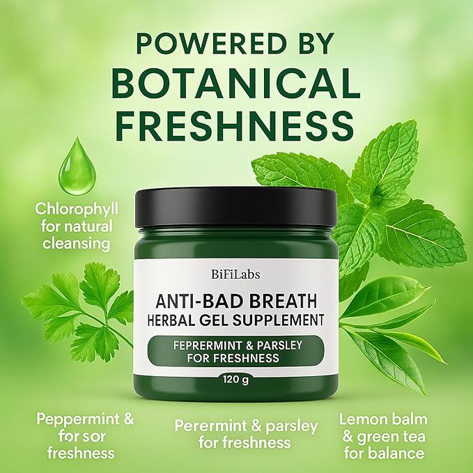 Anti-Bad Breath Herbal Gel – Fresh Breath Support from Within – Daily Herbal Cleansing Gel with Chlorophyll, Peppermint & Parsley – Plant-Based Internal Breath Freshener – 120g (2)