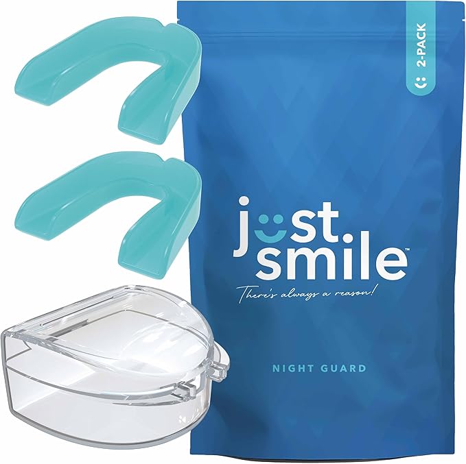 Just Smile Night Guard 2 Pack - Mouth Guard for Teeth Grinding & Clenching Teeth, Moldable & Custom Nightguard for Grinding (Aqua)