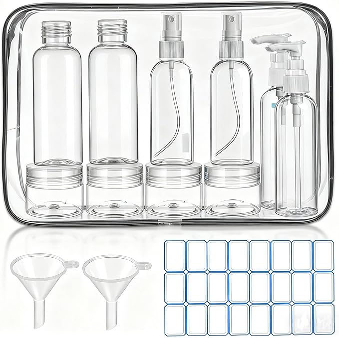 14 Pack Travel Bottles for Toiletries - TSA Approved Leak-Proof Squeezable Containers for Shampoo, Conditioner, Lotion, and Body Wash - Convenient and Practical Travel Accessories