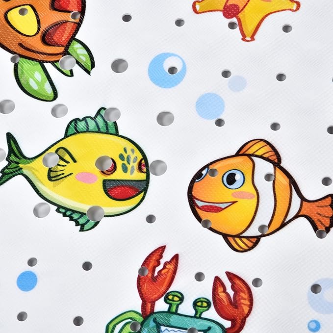 Baby Bath Mat for Tub Kids Non Slip Bathtub Mats Baby Extra Long 40X16 Inch Bathroom Toddler Anti Slip Shower Mat with Suction Cups & Drain Holes,Machine Washable,Whale