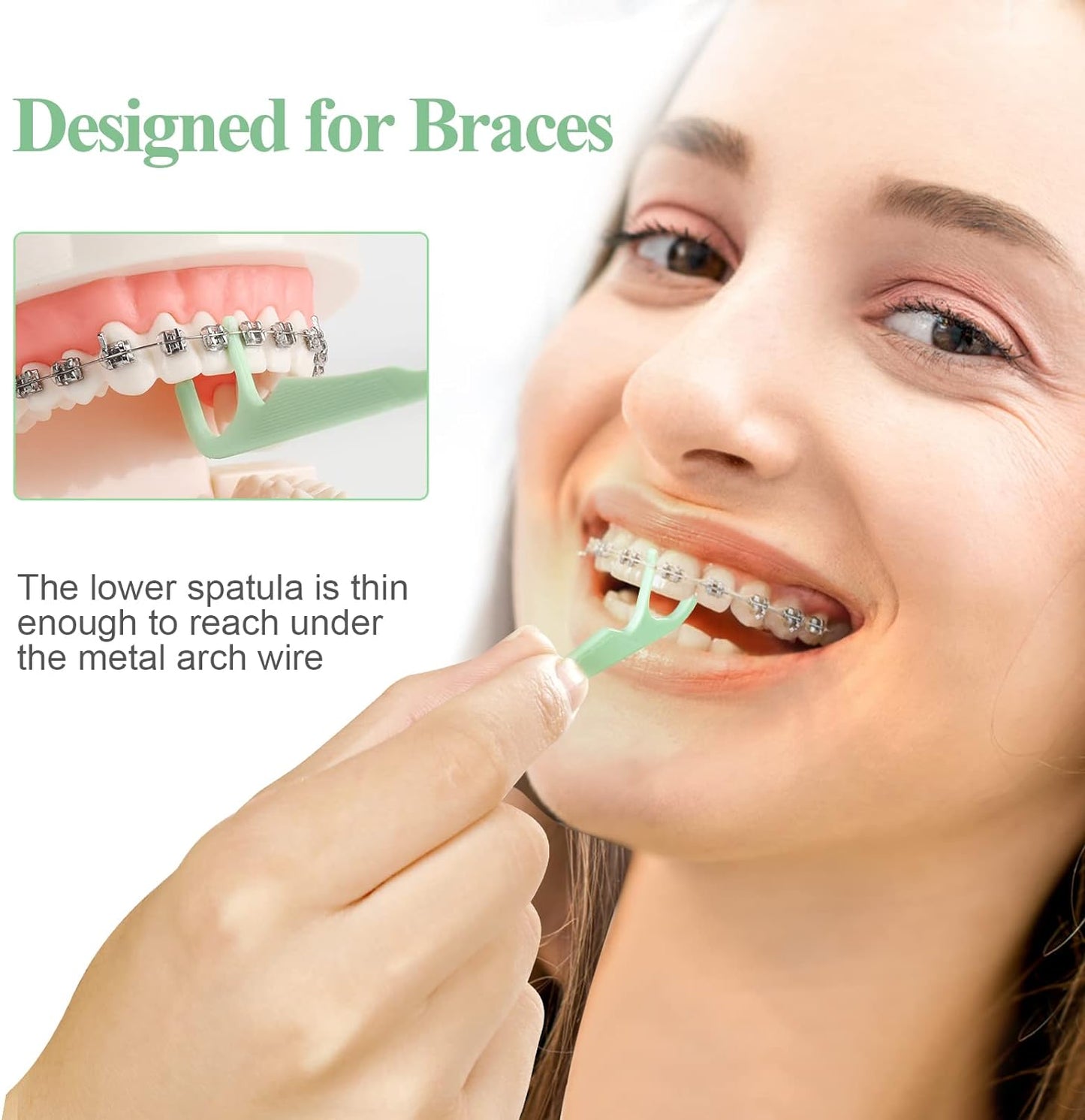 500 Count Orthodontic Flossers for Braces with Floss Dispenser, Braces Flossers for Adults & Kids, Floss Picks for Brace Fits Under Arch Wire, No Break & No Shred Floss, 100 Count Bag (Pack of 5)