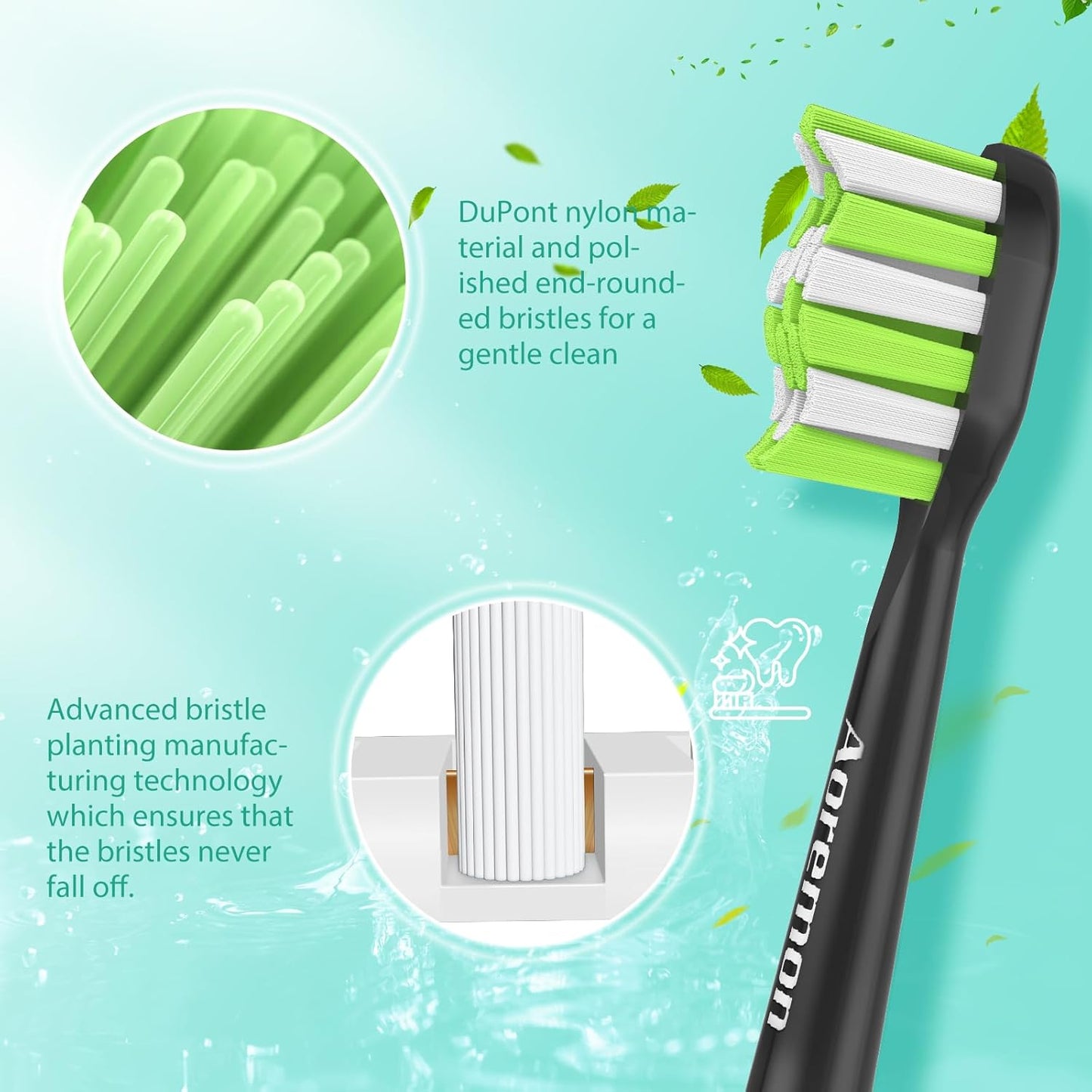 Aoremon Toothbrush Replacement Heads for Philips Sonicare DiamondClean Series 2/3 EasyClean ProtectiveClean FlexCare HwalthyWhite, 4100/5100/6100, C1/C2/G2/G3-6 Pack, Black