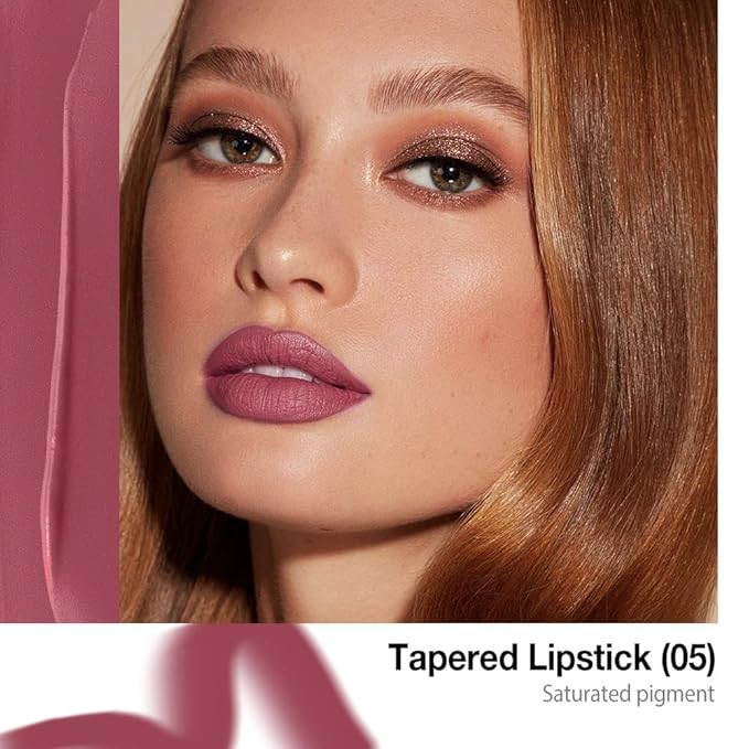 evpct Mauve Gradient Matte Lipstick Lip Liner Combo Set for Older Women Long Lasting Waterproof, Mauve Lips Stick Crayon Pencil Cream Lip Liner and Lipstick Combo Makeup, Flawless Ombre Effect