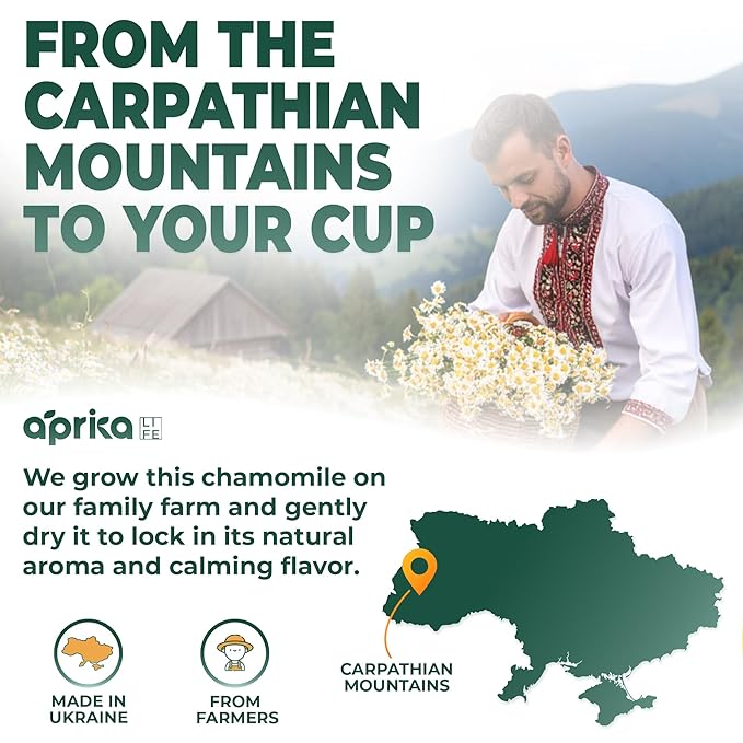 100% Pure Chamomile Tea - Only Flowers without Stems, Chamomile Tea Bags Caffeine Free, 60 count, Calming Tea Chamomile by Aprika Life