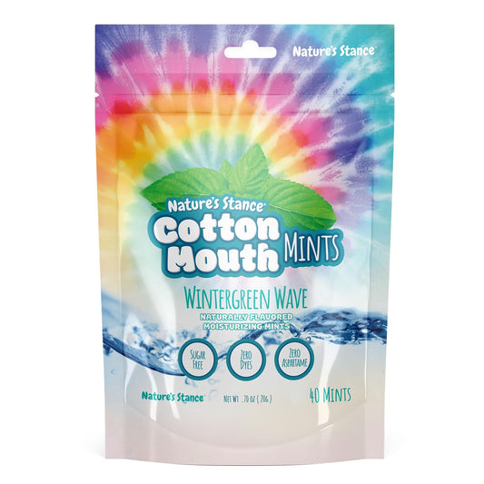 Nature's Stance Xylitol Mints for Cotton Mouth Relief, Dry Mouth Lozenges Sugar Free, Mouth Watering Mints - Stimulates Saliva & Freshens Breath, 40 Count (Wintergreen Wave)