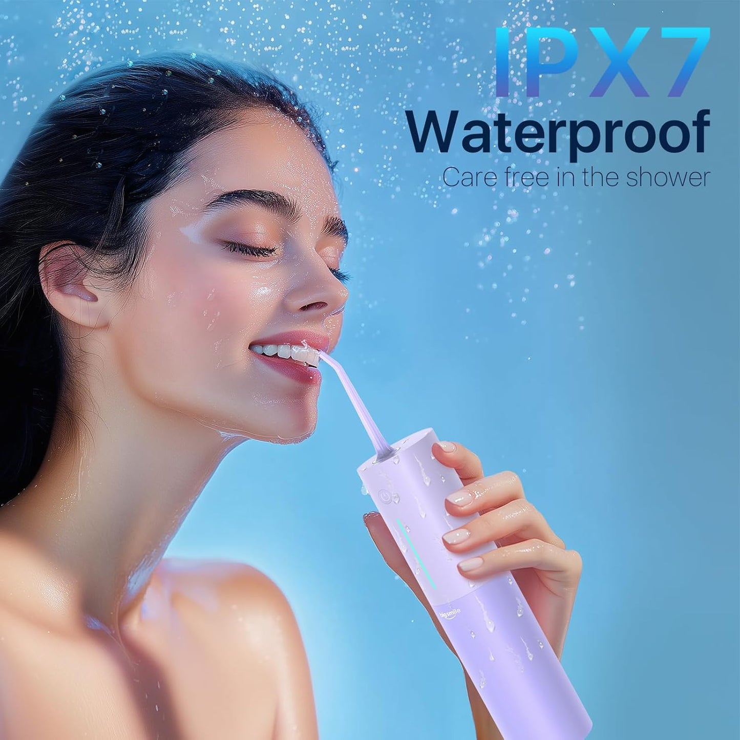 Bigsmile Water Dental Flosser, Rechargeable Oral Doucher, IPX7 Waterproof, Professional Teeth Cleaning, Effectively Keep Mouth Clean and Healthy (Purple)