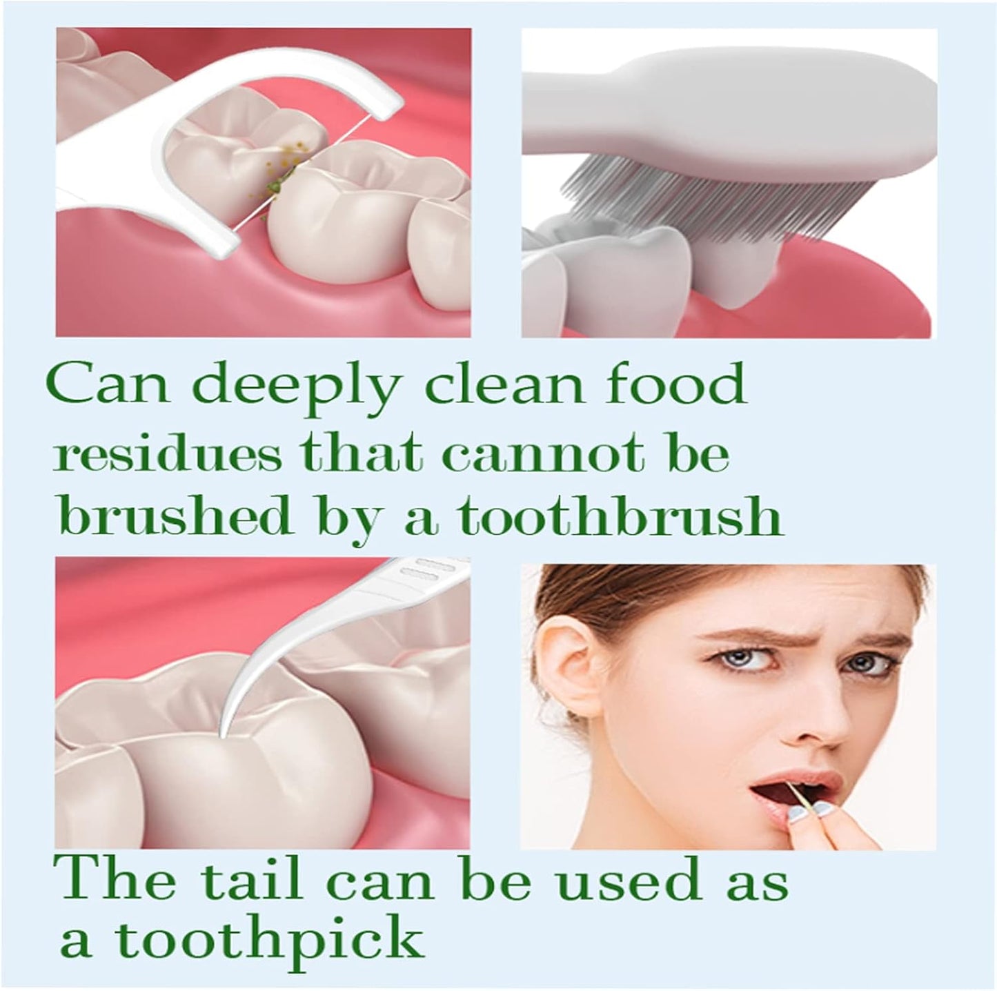 Dental Floss Picks 500 Count，Floss Sticks,Refill Bagged Flosser Toothpicks,High Elasticity,Unflavored,Re-Seal The Flossing Bag Suitable for Daily Cleaning of Teeth.