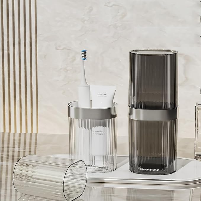 Travel Toothbrush Cup Case, Toothbrush Travel Container Portable Travel Toothbrush Holder Toothpaste Storage for School Camping Business Trip Bathroom (White)