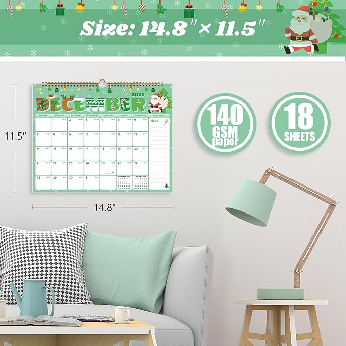 2025-2026 Wall Calendar, Calendar 2025-2026, 18 Month Calendar July 2025 - December 2026, 14.8" X 11.5", Calendar with Twin-Wire Binding, Hanging Hook and Julian Dates (Seasonal Designs)