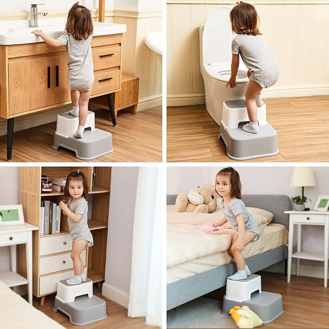 Toddler Step Stool for Bathroom,Kids Step Stool for Potty Training,Toilet Stool, Slip Resistant (Blue, 2)