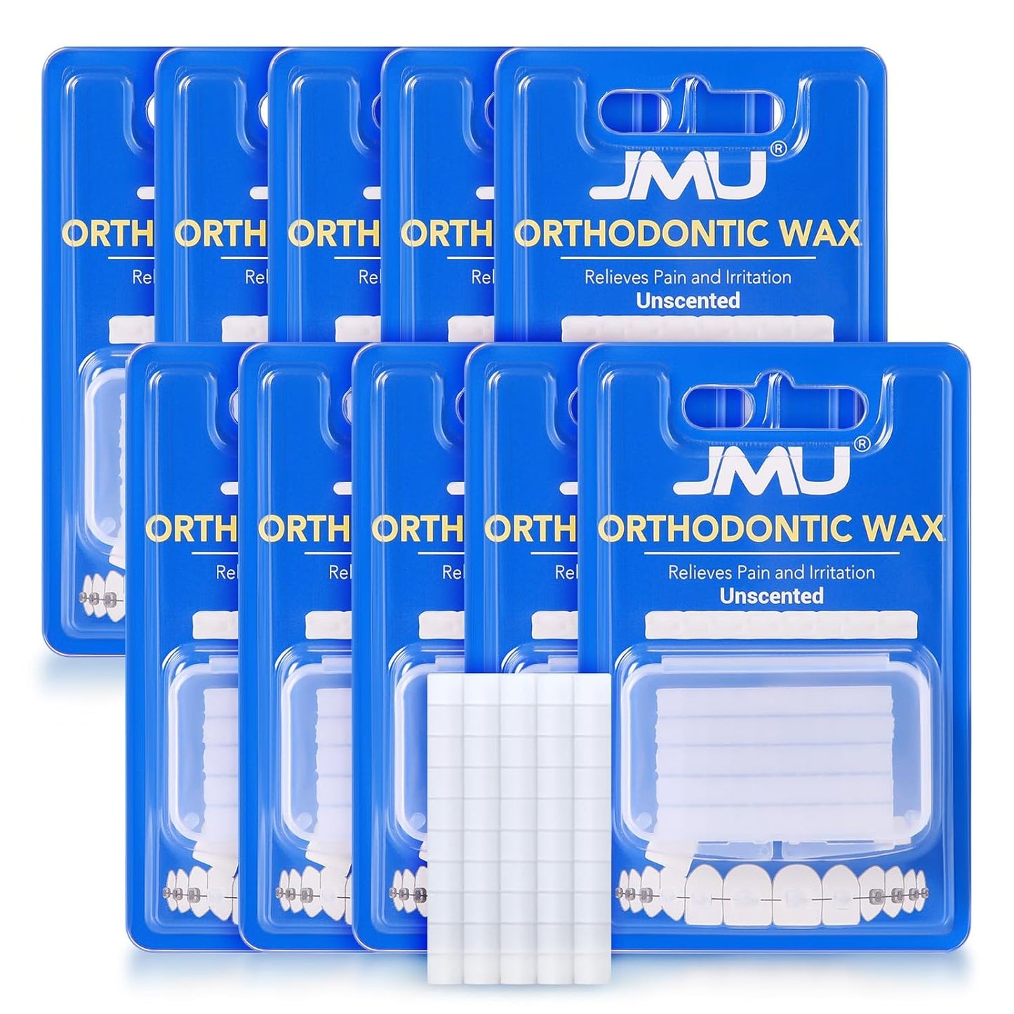 JMU Orthodontic Wax for Braces 10 Pack, Precut 500 Braces Wax Dots, Dental Wax Unscented