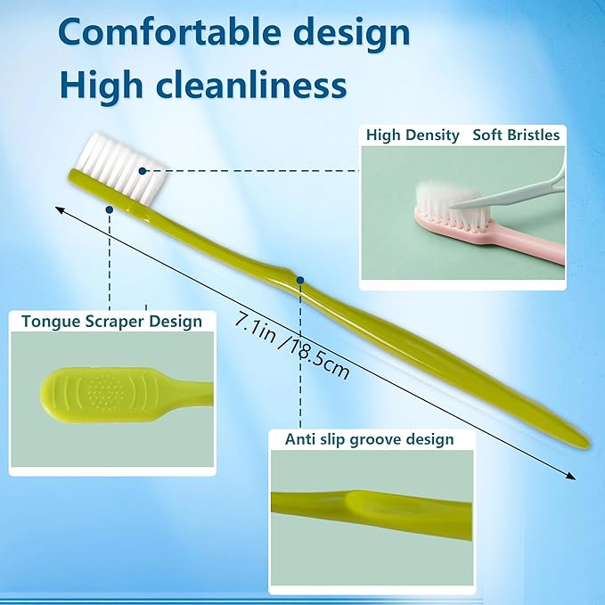 20 PCS Disposable Toothbrushes, Bulk Individually Wrapped Toothbrushes, Travel Toothbrush Pack, Ultra Soft Bristles & Non-Slip Handle, Perfect for Home, Travel, Hotel, Donation (20 Pieces)